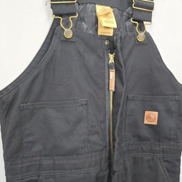 Berne Insulated Overalls Medium Short 40-42 Black Bib Canvas Workwear - Picture 2 of 16